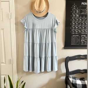 NWT Entro blue swing dress 1x plus tiered ruffle short sleeveless mini midi